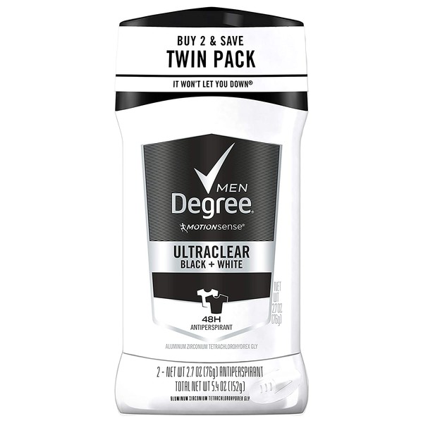 Degree Men UltraClear Antiperspirant Protects from Deodorant Stains Black + White Mens Deodorant 2.7 oz, 2 Count