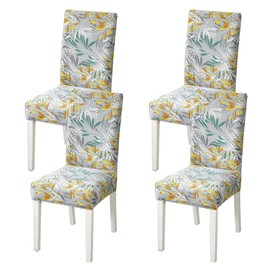 HZDHCLH Chair Covers Set of 4/6 Stretch Modern Chair Slipcovers for Dining Room Kitchen Wedding Party Washable Chair Protector(Colored leaves,4pcs)