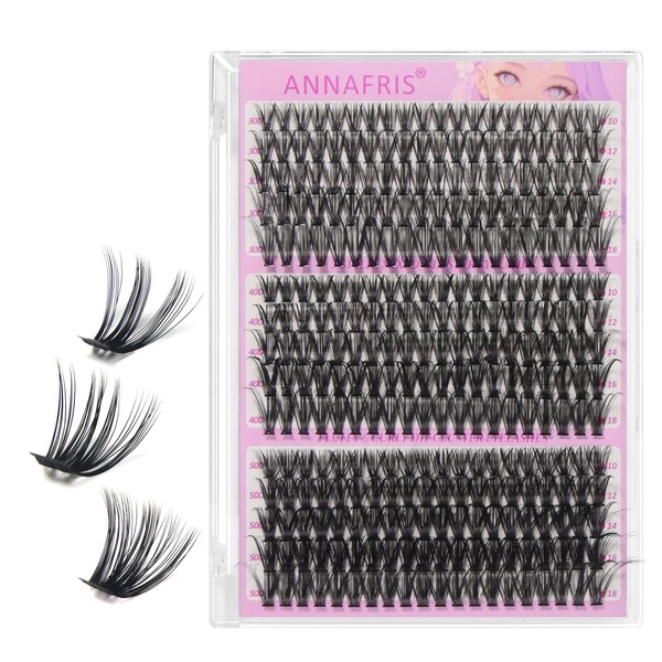ANNAFRIS Cluster Lashes 30D+40D+50D Individual Eyelashes 300Pcs False Lashes Individual