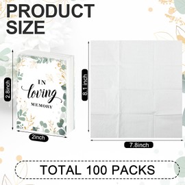 100 Packs Funeral Facial Tissues in Loving Memory Travel Size Pocket Tissues Funeral Favors Small Individual Tissue Packs Mini Travel Tissue Packs Soft Paper Facial Tissues for Celebration of Life