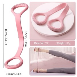 Stretch Band for Exercise, Physical Therapy, Resistance Band for Arm, Back, Shoulder Workout, Elastic Rope for Yoga, Pilates Foot, Leg Stretcher, Hand Exerciser for Home Gym, Strength Training (Pink)