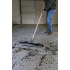 Ettore Curved Industrial Duty Steel Floor Squeegee with Handle, 24-Inch