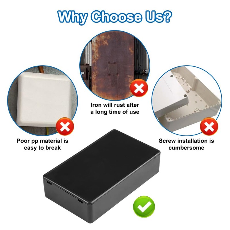 Pack of 6 Junction Boxes, Black, Housing Electronics, Plastic Housing,