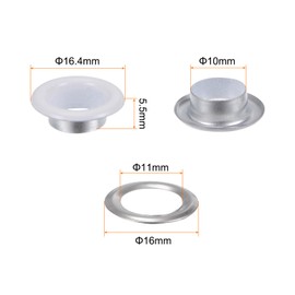 sourcing map 200 Sets Colour Round Nozzles 10 mm Hole Metal Eyelets with Washers for Scrapbooking Shoes Clothing Leather Canvas White