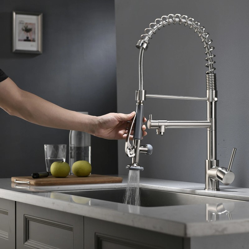 Modern Single-Hole Pull Kitchen Faucet Contemporary Made China 304 Stainless