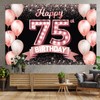 Happy 75th Birthday Rose Gold Banner Backdrop Cheers to 75