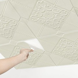 16 Pcs Ceiling Tiles, Glue-up Ceiling Tiles Peel and Stick, 13.8"x13.8" Self-Adhesive Foam Ceiling Tiles White for Living Room, Bedroom, Laundry, Kitchen, TV Celling Panels Decoration