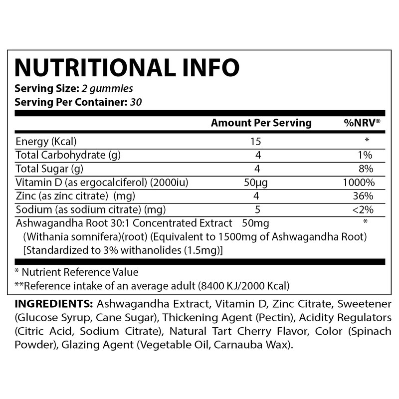 Vitamatic Ashwagandha Gummies 1500mg per Serving - 60 Vegan Gummies