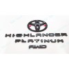 Toyota OEM 4pc Gloss Black HIGHLANDER Platinum Logo AWD OVERLAY