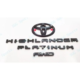 Toyota OEM 4pc Gloss Black HIGHLANDER Platinum Logo AWD OVERLAY Emblem 2020+ Highlander