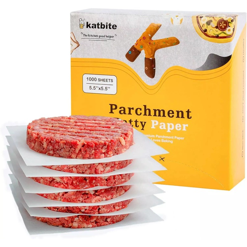 Katbite Hamburger Patty Paper 1000Pcs, 5.5"x5.5" Non 1000 Count (Pack