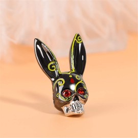 GNOCE Rabbit Skull Charms Bead Sterling Silver Black Plated Animal Beads Charms Fit Bracelet/Necklace for Women Girls Men, Silver, Cubic Zirconia