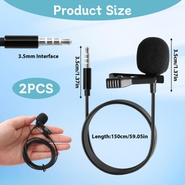 Lavalier Microphone, Professional Lavalier Microphone with Noise Cancellation, 1.5m Cable, Convenient Lavalier System for Recording Interviews, Podcasts, Video Conferencing, Voice Dictation, and More.
