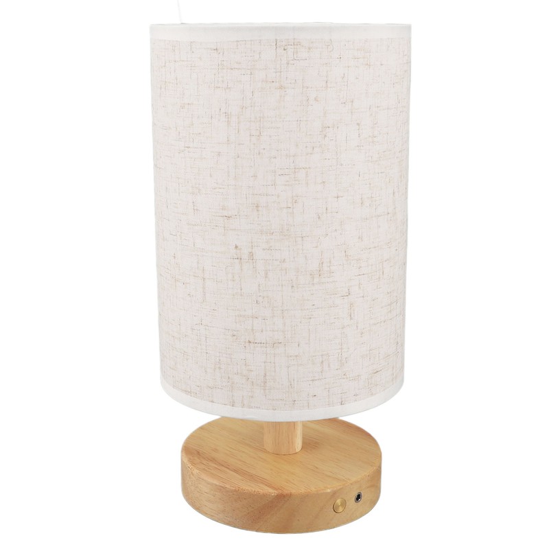 LED Bedside Lamp Touch Control Wood Nightstand Lamp Desk Cabinet