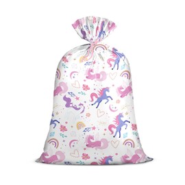 Loveinside Jumbo Large Plastic Gift Bag, Unicorn and Rinbow Design Plastic Bag with Tag and Tie for Girl's Birthday, Baby Shower and Party - 56" x 36", 1 Pcs - Pink Unicorn