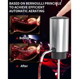 CIRCLE JOY Electric Wine Aerator Pourer Rechargeable One-touch Wine Decanter with Storage Base, Corkscrew and Vacuum Wine Stopper, White Elephant Gifts for Wine Lovers, Silver