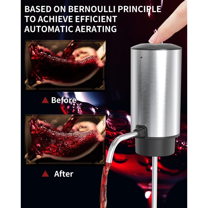 CIRCLE JOY Electric Wine Aerator Pourer Rechargeable One-touch Wine Decanter