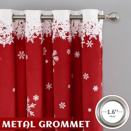 CAROMIO Christmas Curtains for Living Room 2 Panels, Velvet Long Red Window Curtains, Floral Holiday Decoration Curtains, Thermal Insulated Room Darkening Curtain（Reindeern, 52 x 63 Inches, 2 Panels）