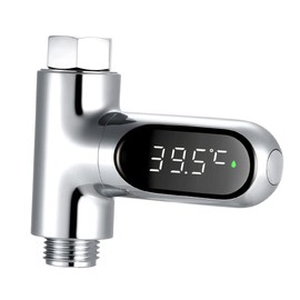 Shower Thermometer, Digital Shower Thermometer ℃/℉ Bath Temperature Monitor Water Thermometer 5~85℃ Measuring 360° Rotatable LED Display Silver