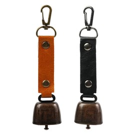 TPZORJX 2 Pieces Cowbell Small, Metal Vintage Mini Cowbell Decorations Key Ring with Bell Versatile Compact and Cowbell Drum for Outdoor Hiking, Backpack Pendant