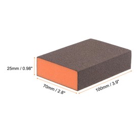 sourcing map 4pcs Sanding Sponge Blocks #180 (500-600 Grits) Wet/Dry Hand Sanding Sponges, 100x70x25mm Foam Sanding Block Pad for Polishing Kitchen Metal Wood Drywall Furniture, Brown&Orange
