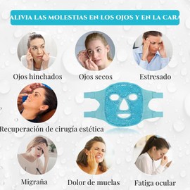 Antifaz Gel para Ojos y Mascara Hielo Facial para Hinchados/Ojeras/Migraña Kits de Mascara Gel Frio Cara con Respaldo de Felpa Suave, Antifaz para Dormir Fria y Caliente, Alivio del Estrés (Morado)