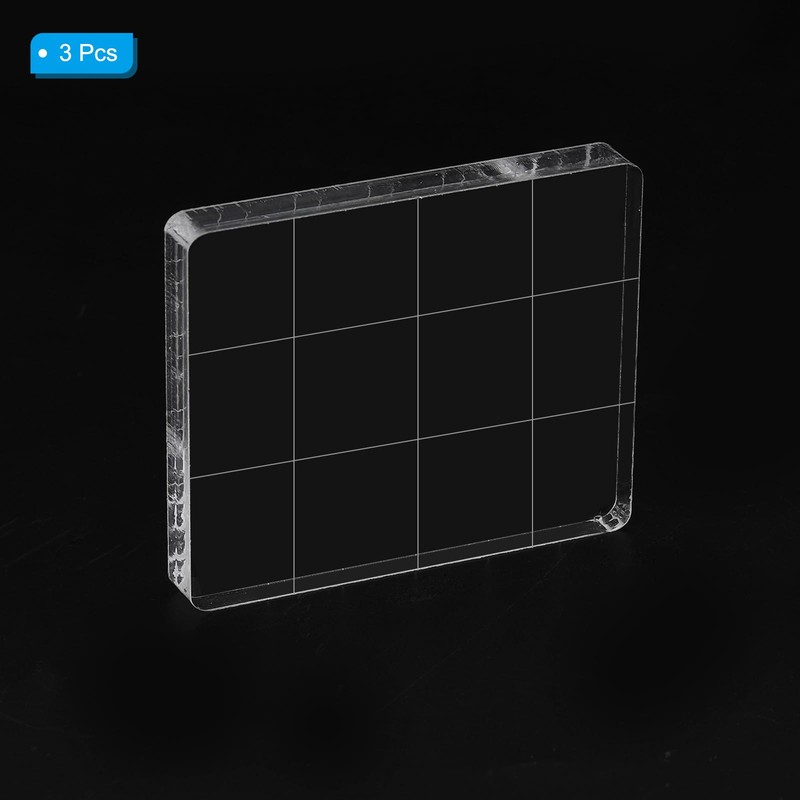 PATIKIL Acrylic Stamp Block, 3 Pack Stamping Block Rectangular Shape