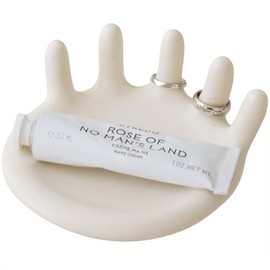 WENSHUO Cute Short Five-finger Ring Holder，Ceramic Trinket Dish,Decorative Jewelry Tray for Display, Matte Crème