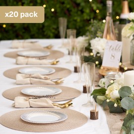 MATANA 60 Premium White Plastic Dessert Plates with Gold Rim, 18cm / 7 Inch - Elegant & Reusable Small Side Plates, Starter Plates for Weddings, Birthdays, Picnic, BBQ, Parties