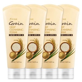 Aesome 에이썸 저자극 곡물세안 딥 클렌징 폼 220ml 4개 / 영양보습 Aesom Low Irritation Grain Cleansing Deep Cleansing Foam 220ml 4 Pack / Nutritional Moisturizing