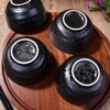 Swlthwen Japanese Porcelain Rice Bowl Set of 4, Black Ceramic