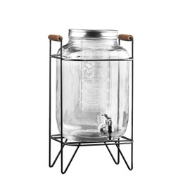 Style Setter 210741-GB 2 Gallon Infuser Glass Beverage Dispenser with Metal Stand & Lid, 8x9x17, Clear