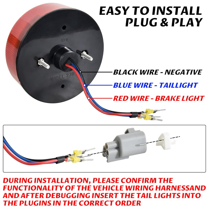 SAUTVS Tail Light for Teryx, LED Red Brake Stop Rear