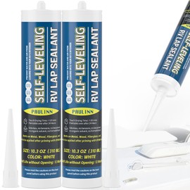 PAULINN Self Leveling RV Roof Sealant 2 Packs, Lap Sealant White for Camper Repair, RV Caulking, Rubber Roof EPDM, Flexible, UV & Waterproof, no Smell and Safe for RV Indoor use
