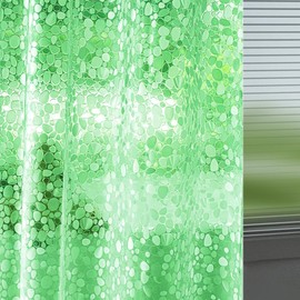 Ga-Geetopia EVA Green Thin Shower Curtain Liner, Pebble Pattern 72x72 Inch Lightweight Plastic Bathroom Shower Showroom Inner Curtain with Rustproof Metal Grommets and Weighted Magnets(NO Hooks)
