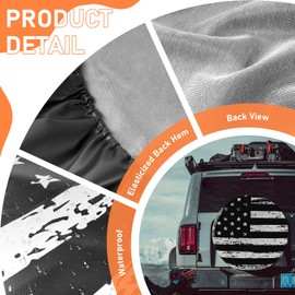 AmFor National Flag Spare Tire Cover, Universal Fit for Jeep, Trailer, RV, SUV, Truck,Tough Tire Wheel Soft Cover, Camper Wheel, Weatherproof Tire Protectors (Flowergrey, 17 inch for Tire Φ 32"-33")