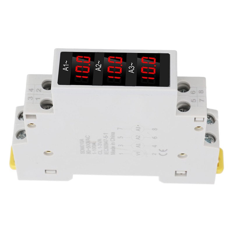3 Phase DIN Rail Ammeter LED Digital Display High Accuracy