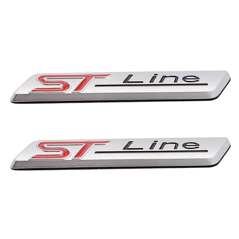 Pack of 2 3D Metal ST Line Sticker Car Head