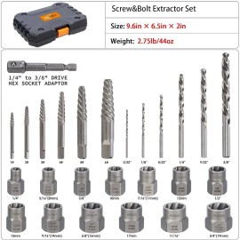 REBRA Screw Extractor and Left-Hand Drill Bit Set, Easy Out Broken Bolt...