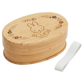 Skater BWLB6-A Bamboo Lunch Box, 23.6 fl oz (600 ml), Japanese Style Lunch Box, Oval Shaped, With Dividers, Lunch Belt Included, Miffy