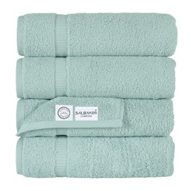 SALBAKOS - Premium 4 Piece Bath Towel Set, Made with 100% Turkish Cotton, Quick Drying, Highly Absorbent & Comfy Towels for Spa & Hotel | 27"x54" (Seafoam Green)