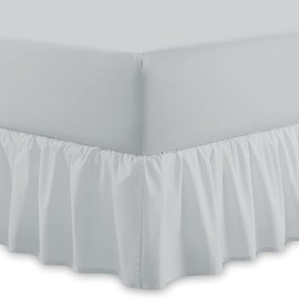 Plain 100% Egyptian Cotton Fitted Valance Sheet | Easy Care 16" / 40cm Extra Deep Frilled Valance Fitted Bed Sheet - Machine Washable - Single Double King Size (Silver, Super King)