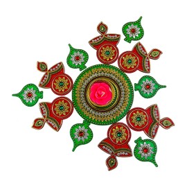 SAHAYA Rangoli for Decoration with T Light Holder Acrylic Small 13 pcs Set