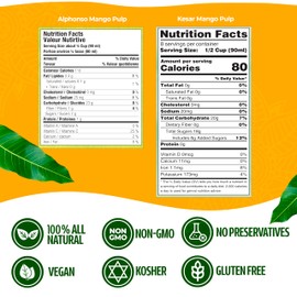 Ashoka Premium Mango Puree, Sweetened Kesar Mango Pulp, Great for Smoothies, Juices, Baking, and Eating as Whole, Rich Mango Concentrate from India, 30 Ounce