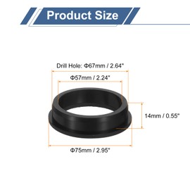 uxcell 1Pcs Rubber Grommets 67mm Drill Hole, 57mm ID Hole Top Hat Grommet Black Silicone Rubber Hole Plug Gasket for Wiring, Automotive