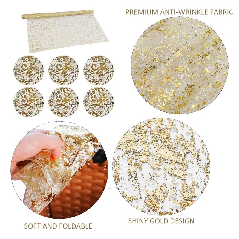MAXQUU 1 Piece Of Golden Glitter Tablecloth, 6 Piece Of