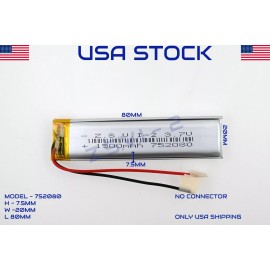 Z.S.V.I - 2 3.7V 1500mAh 752080 Lithium Polymer LiPo Rechargeable Battery (USA STOCK)