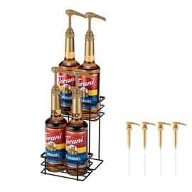 Rice rat Coffee Syrup Organizer Rack, (4 Bottle Capacity),2 Tier Coffee Syrup holder for Coffee Bar Accessories,Kitchen,Storage for Syrup, Wine, Dressing（Black）
