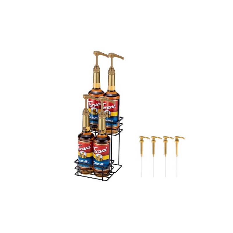 Rice rat Coffee Syrup Organizer Rack, (4 Bottle Capacity),2 Tier