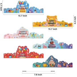 ARTLYMERS Birthday Crowns for Kids, 30 Pack Assorted Designs Paper Crowns, Classroom Birthday Hats, VBS Party Decor Adjustable Elastic Band, Reusable, Ages 15-28 inches, Multiple Colors